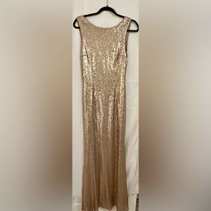 Lulu's gold sequin gown